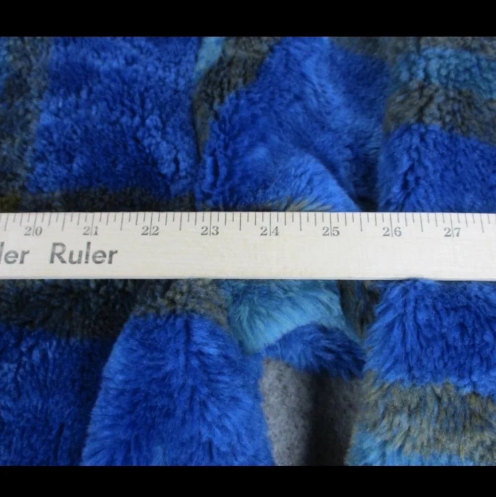 Blue & Green Oversized Faux Fur Plaid Button Front Pea Coat - Picture 16 of 16